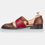 Red And Brown Woad Oak Marriage Function Shoes