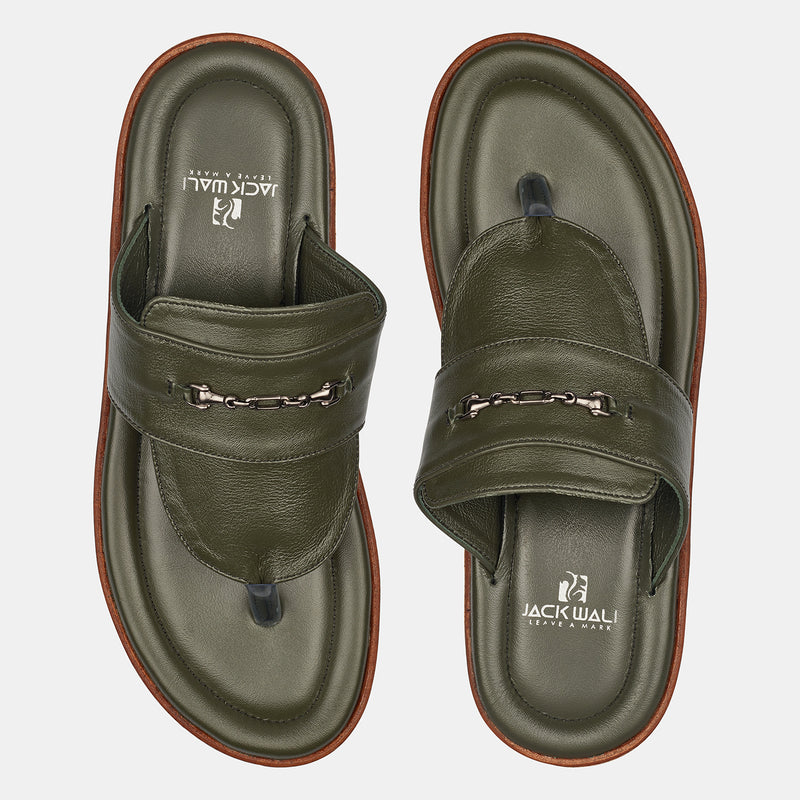 Green Running Leather Slipper