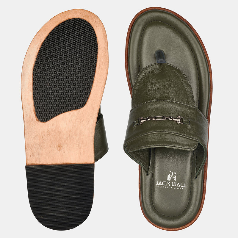 Green Running Leather Slipper