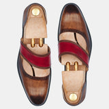 Red And Brown Woad Oak Marriage Function Shoes